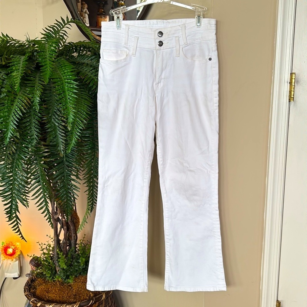 Frame Le Crop Mini Boot White Jeans Cotton Stretch Denim Casual Preppy